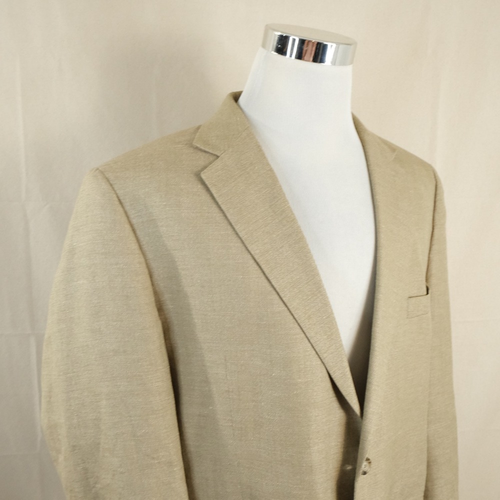Jos. A. Bank 43R Sport Coat Linen Wool Blend Beige Two Button Lined Vented